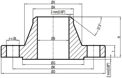 ANSI B16.5 Weld Neck Flanges A / B Dimensions